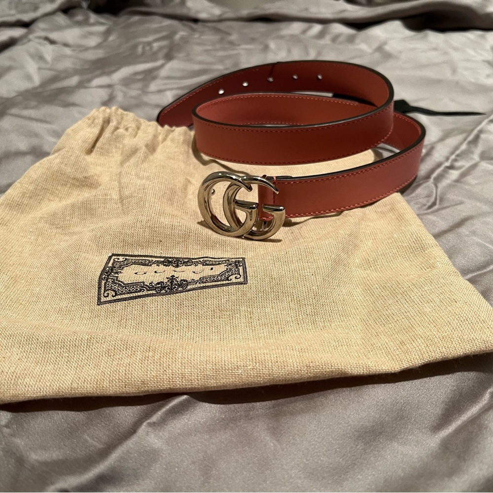 Gucci Kids Pink GG Logo Belt size Large New